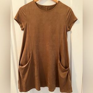 Faux Suede Tee Shirt Dress